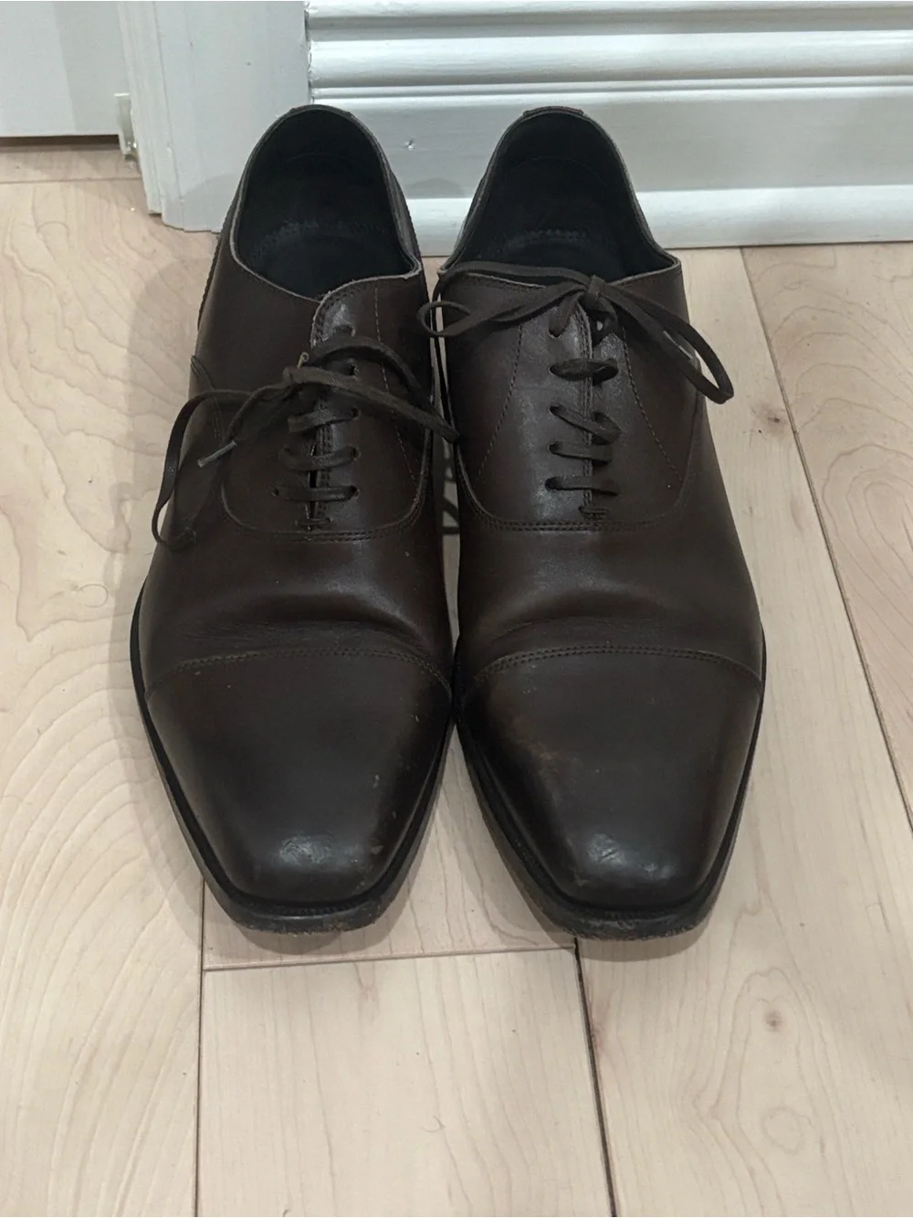 Classic Brown Leather Cap-Toe Oxfords — Lace-Up Dress Shoes